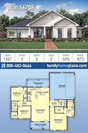 Traditional Style House Plan 56708 With 3 Bed 2 Bath 2 Car Garage Small Farmhouse Plans Family House Plans Craftsman House Plans