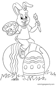 Eps and jpeg files included. Easter Bunny Painting Easter Eggs Coloring Pages Easter Bunny Coloring Pages Coloring Pages For Kids And Adults