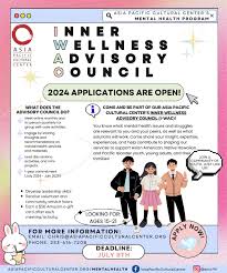 Hello everyone! APCC's Mental Health Program is currently seeking members  to join our 2024 Inner Wellness Advisory Council (I-WAC). Applications are  now open! We are looking for students who are passionate about