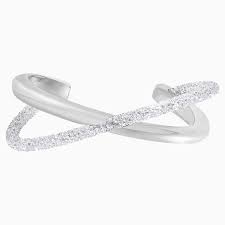 Swarovski crystaldust double bracelet golden size m #5237763, fashion jewelry. Swarovski Crystaldust Cross Cuff White Stainless Steel Savoy S Jewellers