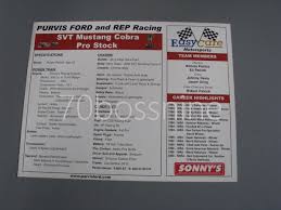 ROBERT PATRICK PURVIS FORD PRO STOCK MUSTANG 8.5X11 NHRA DRAG RACING HANDOUT