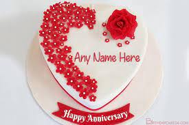 Happy wedding anniversary cake with couple name & photo edit option, add lover name with photo frame anniversary cake pictures, beautiful wedding, marriage, anniversary cake wishes two name and photo generated profile or status sending images, download best collection romantic feeling. Best Collection Of Happy Anniversary Cake With Name