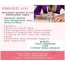 Untuk posisi yang tersedua, deskripsi dan biayanya kamu bisa simak di bawah ini untuk posisi yang dibuka yakni manager prosedur & kebijakan akuntansi keuangan. Lowongan Kerja Perusahaan Konveksi Vivi Di Solo Info Loker Solo