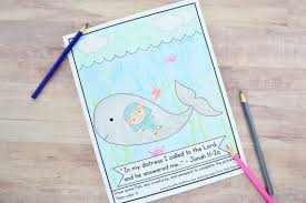 Jonah and the great fish bible coloring page. Jonah And The Whale Coloring Page Free Printable Mary Martha Mama