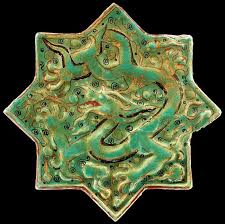 Aminai Or Lajvardina Pottery Star Tile Persia C 1275 Dragon Feminism Art Tile Art