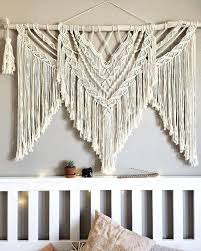 Huge Over Bed Tapestry Extra Large Macrame Wall Hanging On The Drifted Wood Off White Macrame B In 2020 Macrame Headboard Macrame Backdrop Large Macrame Wall Hanging