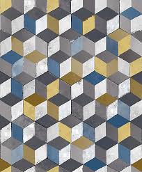 Éclaboussures bleues et jaunes d'encres alcoolisées comme fond abstrait. Papier Peint Vinyle Sur Intisse Cube Jaune Bleu Castorama