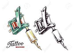 Cool Hand Drawn Tattoo Machine Isolated On White Colored And Tattoo Machine Design Tattoo Machine Drawing Tattoo Machine Art