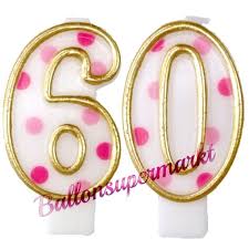 Geburtstag sprüche, glückwünsche und tischreden sind zu einem anlass, wie dem runden sechziger, einfach unerlässlich. Zahlenkerzen Pink Dots 60 Kerzen Zum 60 Geburtstag Und Jubilaum