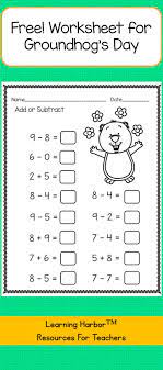 Free Groundhog Day Subtraction Within 20 Worksheet Download Print Kindergarten Subtraction Worksheets Math Facts Addition Addition And Subtraction Worksheets