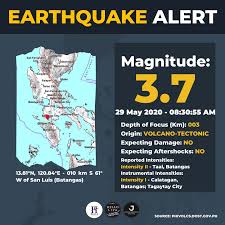 The magnitude of the earthquake was recorded at m w 7.2, with epicenter 6 kilometres (3.7 mi) s 24° w of sagbayan, and its depth of focus was 12 kilometres (7.5 mi). Hello Batangas Series Of Earthquakes In Batangas This Facebook