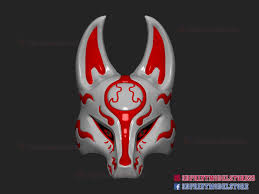 Japanese Kitsune Fox Mask Demon Cosplay Stl File 3d Print Model Kitsune Fox Fox Mask Kitsune