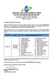 Siasatan rasuah jabatan air negeri sabah merujuk kepada siasatan suruhanjaya pencegahan rasuah malaysia (sprm) yang menyaksikan penyalahgunaan kuasa di dalam jabatan air negeri sabah antara 2015 hingga 2016 yang mengakibatkan penangkapan dua pegawai kanan agensi. Notis Catuan Bekalan Air Di Jabatan Air Negeri Sabah Facebook
