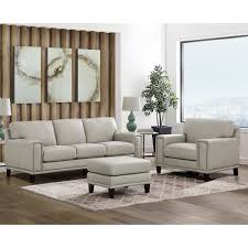 The sofa sets and sectionals come in a wide variety of fabrics from the ever popular and easy to clean micro fiber to a plush chenille fabric and some even our living room accessories come in a variety of different items from small accents tables, chair side end tables, complete coffee table sets, entry and. Jensen 3 Piece Leather Set Sofa Chair Ottoman