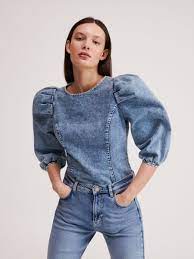 Every 2500 points equals a $25 saksfirst gift card. Buy Online Denim Blouse With Puff Sleeves Reserved Xq405 50j Denim Blouse Denim Top Denim