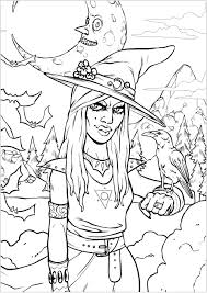 The image of witch being scary and deceitful is not as strong as in the old days, though evil witch is still prominent in modern movies. Halloween Witch With Her Raven Second Version Halloween Adult Coloring Pages