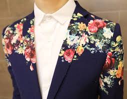 Black And White Floral Suit Harry Styles Art Floral Print Navy Blue In Style Short Sleeve Blazer Fashion Floral Blazer Menswear