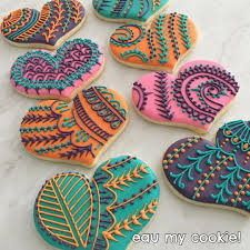 Henna Cookies Heart Henna Cookies Fancy Cookies Sugar Cookie Designs Cookies