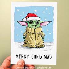 Christmas Baby Yoda Card Oh Nah They Didn T Oh Yes We Did Yoda Card Yoda Drawing Star Wars Drawings
