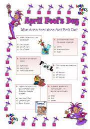 April 1 april 15 april 30. April Fools Day Quiz Esl Worksheet By Ticas