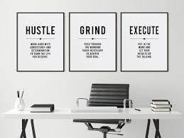 Minimalist Office Decor Wall Art Hustle Grind Inspirational Etsy Office Decor Minimalist Office Wall Art Quotes