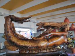 Carved Mermaid Wooden Coffee Table Carved Mermaid Wooden Coffee Table Carving