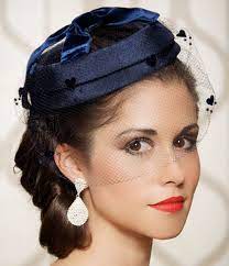Navy Blue Wedding Hat Bridal Head Piece Cocktail Hat Dotted Etsy Wedding Hats Beautiful Hats Headpiece