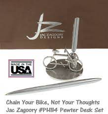 Jac Zagoory #114  Chain Your Bike, Not Your Thoughts Pen Holder in Pewter   USA | eBay