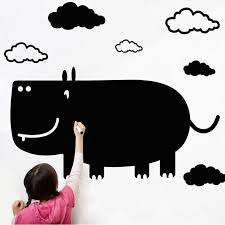 Creative Cartoon Rhino Blackboard Wall Stick For Kid S Room Diy Wall Decals Wall Diy Wall Decals Blackboard Wall Kids Rooms Diy