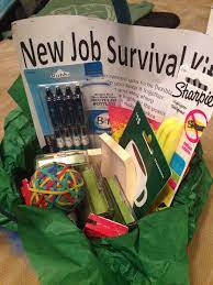 Work is a hectic environment, and whether they're leaving to go to an equally hectic environment or retiring, they could use some meditative inspiration. New Job Survival Basket New Job Survival Kit Job Promotion Gifts New Job Gift