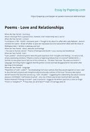 Poems Love And Relationships Essay Example
