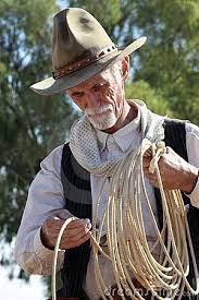 Old Cowboy Whose Hat Is So Old That Its Back In Style But His Rope Is Brand New Cowboy Cowboy Horse Cowboys And Indians