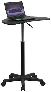 Mobile Laptop Computer Desk Height Adjustable Notebook Table Cart Rolling Wheel Adjustable Computer Desk Black Computer Desk Flash Furniture