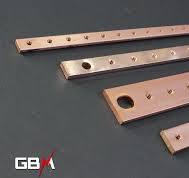 Threaded copper bars length 1000mm 12x4mm section M5 thread