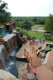 The Williams Pool Waterfall Bridge And Koi Pond Backyard Backyard Garden Layout Dream Backyard