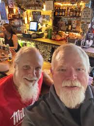 Drinking a beer at the Oatman Hotel in Arizona