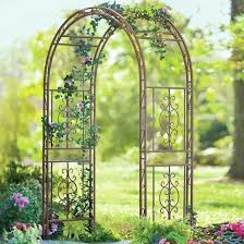Large Garden Arch Iron Arbor Trellis Archway Stake Landscape Decor Lawn Bronze Phc Garden Arbor With Gate Arch Trellis Garden Arches