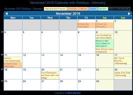 57 days left in 2019: November 2019 Calendar With Holidays Germany