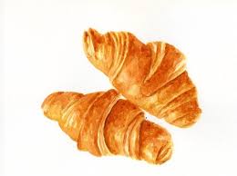 Croissants Original Painting Still Life By Forestspiritart Watercolor Food Food Painting Watercolor Food Illustration
