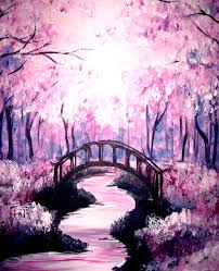 I can't wait for our street to be lined with beautiful blossoms, but until then the kids made these beautiful spring cherry tree paintings. Cherry Blossom At Night Painting