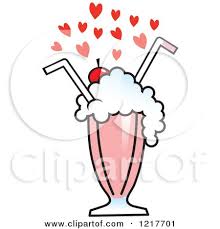 Yeah, but maybe i do. Clipart Of Hearts Over A Strawberry Milkshake With Two Straws Royalty Free Vector Illustration By Johnny Sajem 1217701