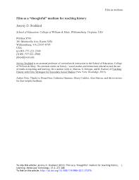 This city had 8 different contributors in the past 18 months. Pdf Film As A Thoughtful Medium For Teaching History