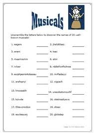 Music Game Well Known Musicals Word Scramble General Music Classroom Music Lessons Musicals