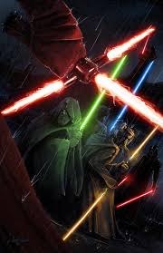 Kylo Ren And His Knights Vs Master Luke Skywalker And His Padawan Rey Star Wars Art Star Wars Wallpaper Star Wars Images