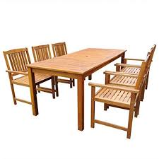 Festnight Salon De Jardin 1 Table Et 6 Chaises D Exterieur En Bois Acacia Massif Marron Agrement De Jardin Salon De Jardin Pliable Et Mobilier De Salle A Manger