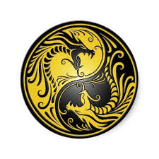 Black And Yellow Sign Meaning Yin Yang Dragons Yellow And Black Classic Round Sticker Zazzle Com Yin Yang Art Yin Yang Yin Yang Designs