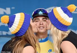 Julian alaphilippe of france celebrates as he crosses the finish line to win the first stage. Julian Alaphilippe Wins Tour Of California Seventh Stage To Grab Yellow Jersey Daily Mail Online