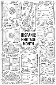 A Collage Of Flags For Hispanic Heritage Month Coloring Page (Free PDF&PNG  Printable)