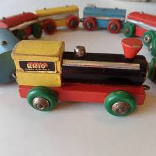 Brio Wooden Train 1960 S Toy Train With 5 Cars 2 Etsy Wooden Train Toy Train Vintage Toys