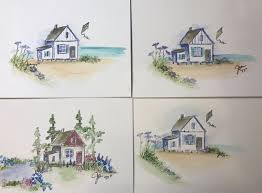 Beach House 4pc Set U Get 2 Sells For 22 99 L K Examples I Have The Other Items In The Examples In M Malen Und Zeichnen Wasserfarben Bilder Kunst Ideen